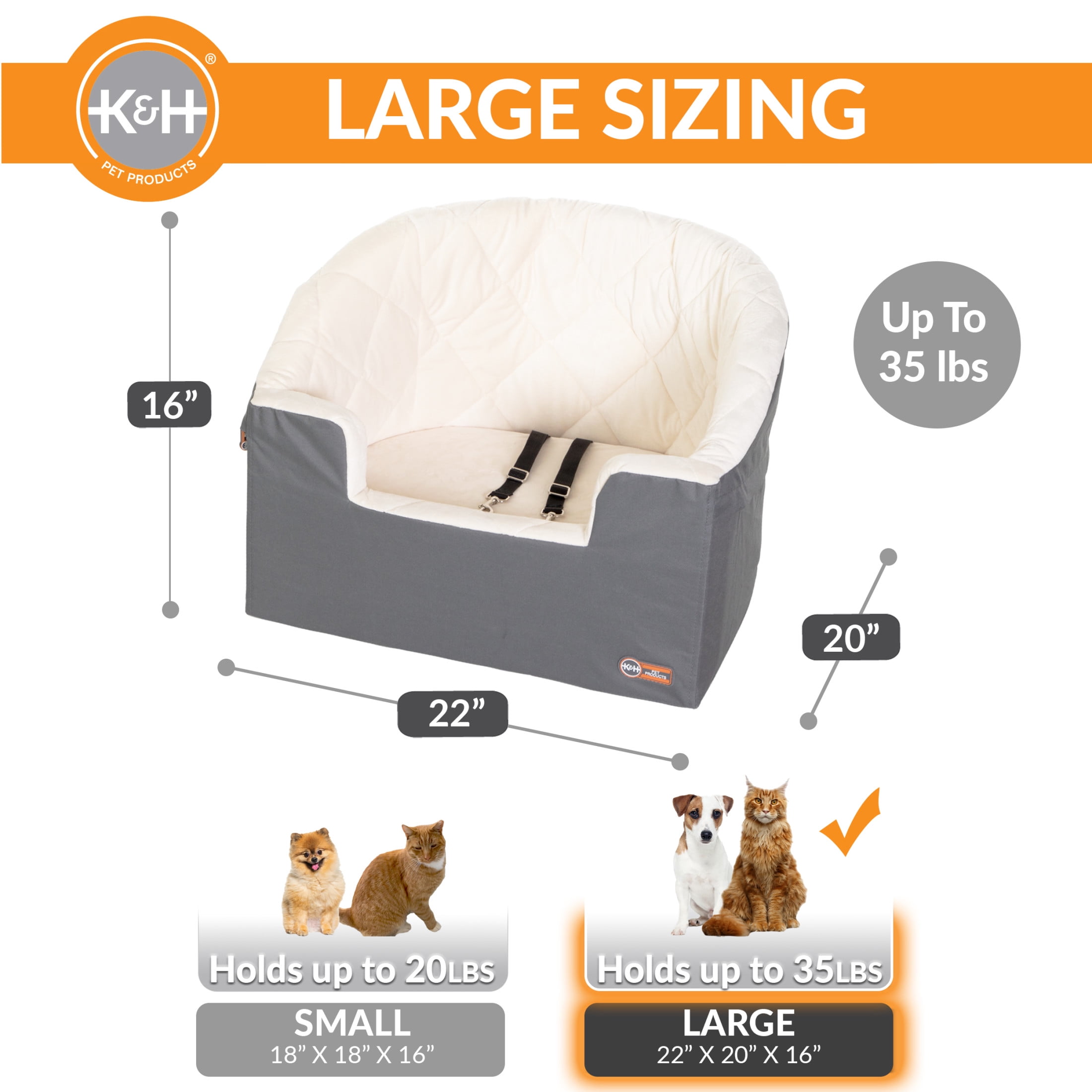K&H Pet Products Bucket Booster Dog Car Seat Knockdown Gray/Cream Large