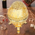 thumbnail image 4 of Vintage Faberge Style Egg Trinket Box ,European Style Shiny Artificial Diamond Enameled Jewelry Box, Limited Edition Collectible, Unique Gift for Home Decor, 4 of 9