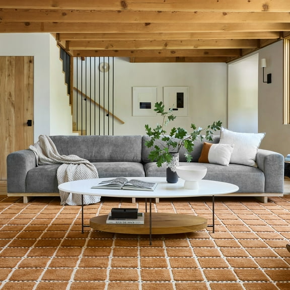 Rugs USA Gretchen Checked Wool Area Rug, 6' x 9', Gretchen Rust