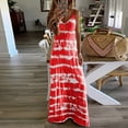 thumbnail image 2 of Summer Saving Wycnly Summer Dresses for Women Plus Size Spaghetti Strap Beach Boho Camisole Long Dresses Sleeveless V-Neck Striped Print Maxi Sun Dress Red XXXXXL Clothes, 2 of 5