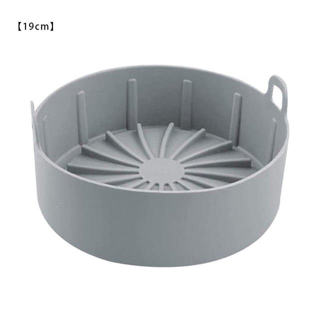 Air Fryer Pot Silicona Air Fryer Basket Sartén antiadherente resistente al calor, Grande, 19cm, Gris Sweethay HA002998-02