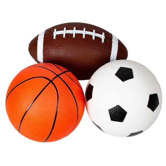 New Bounce Soft Sports Balls for Toddlers - 3-Pack 5" Basketball, Football & Soccer Balls, Durable Outdoor Play Balls for Kids