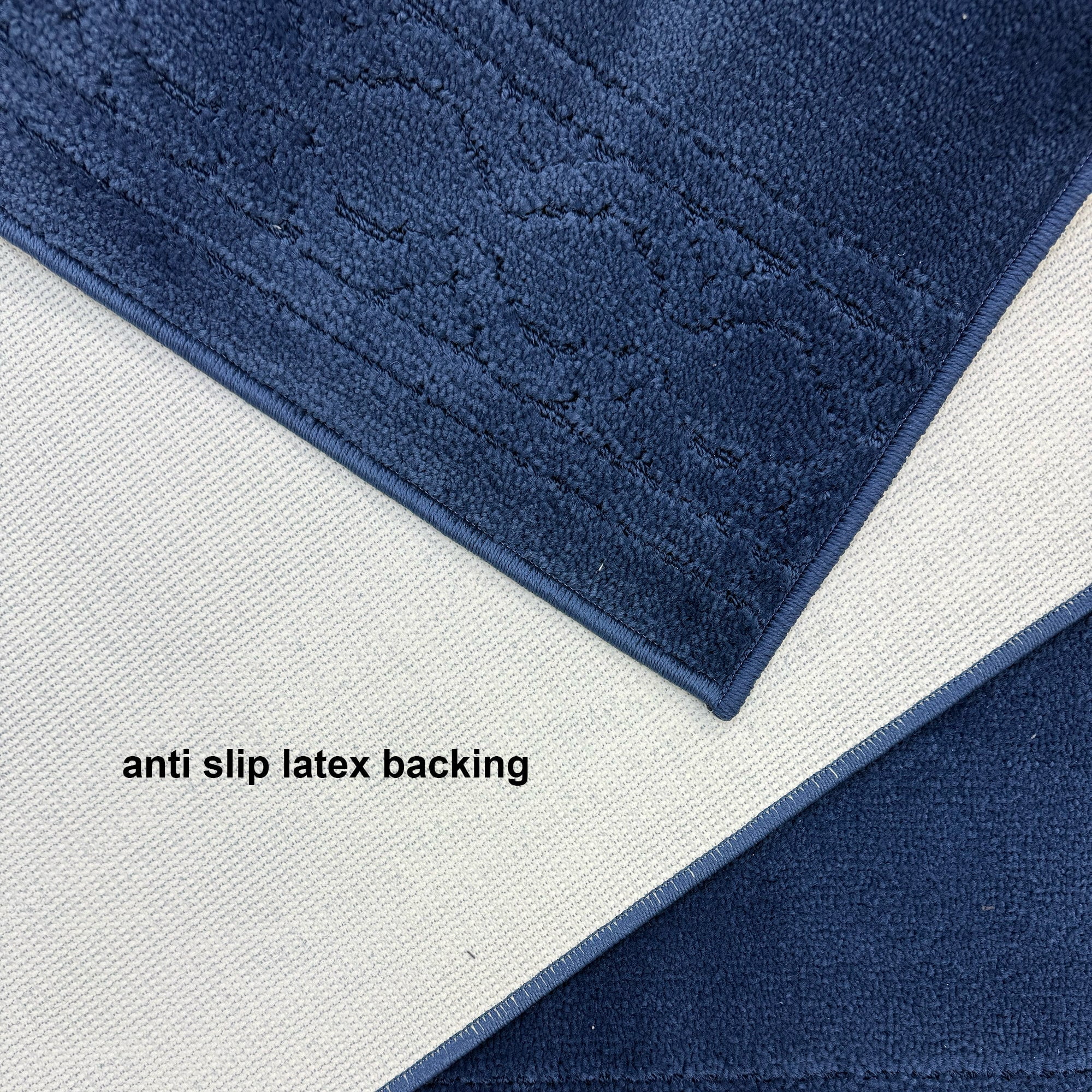 Custom Size Anti-Slip Washable Soft Pile Moroccan Trellis Navy Carpet Runner Rugs ( 4' x 26")