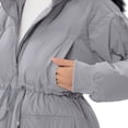 thumbnail image 4 of Women’s Down Mid Length Parka Jacket, Waterpoof, Windproof, Warm Winter Coat with Fur Hood, Light Gray, 4 of 8