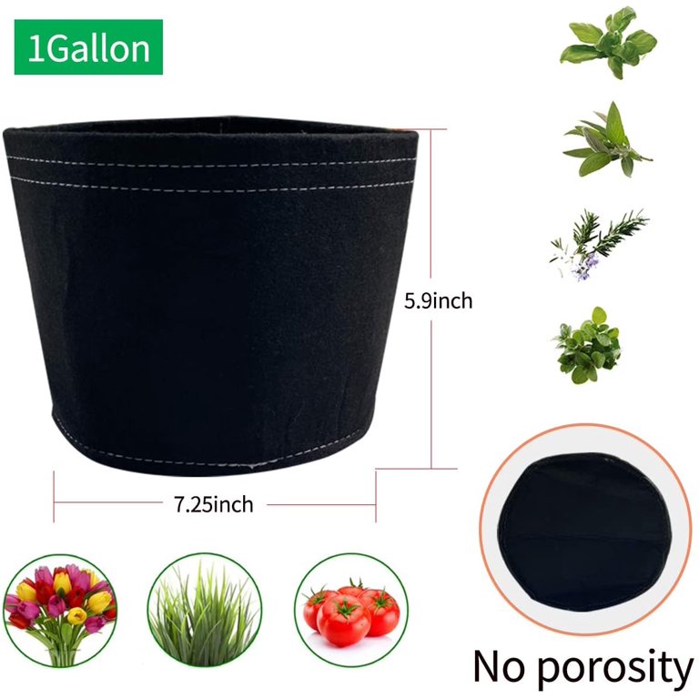 BINARY BARN Grow Bags Set, 5 Gallon 4 Pack Planting Pots Various Usage for  Tomatoes, Cucumbers, Potatoes, Beans and Flowers, Black Planter Bags 