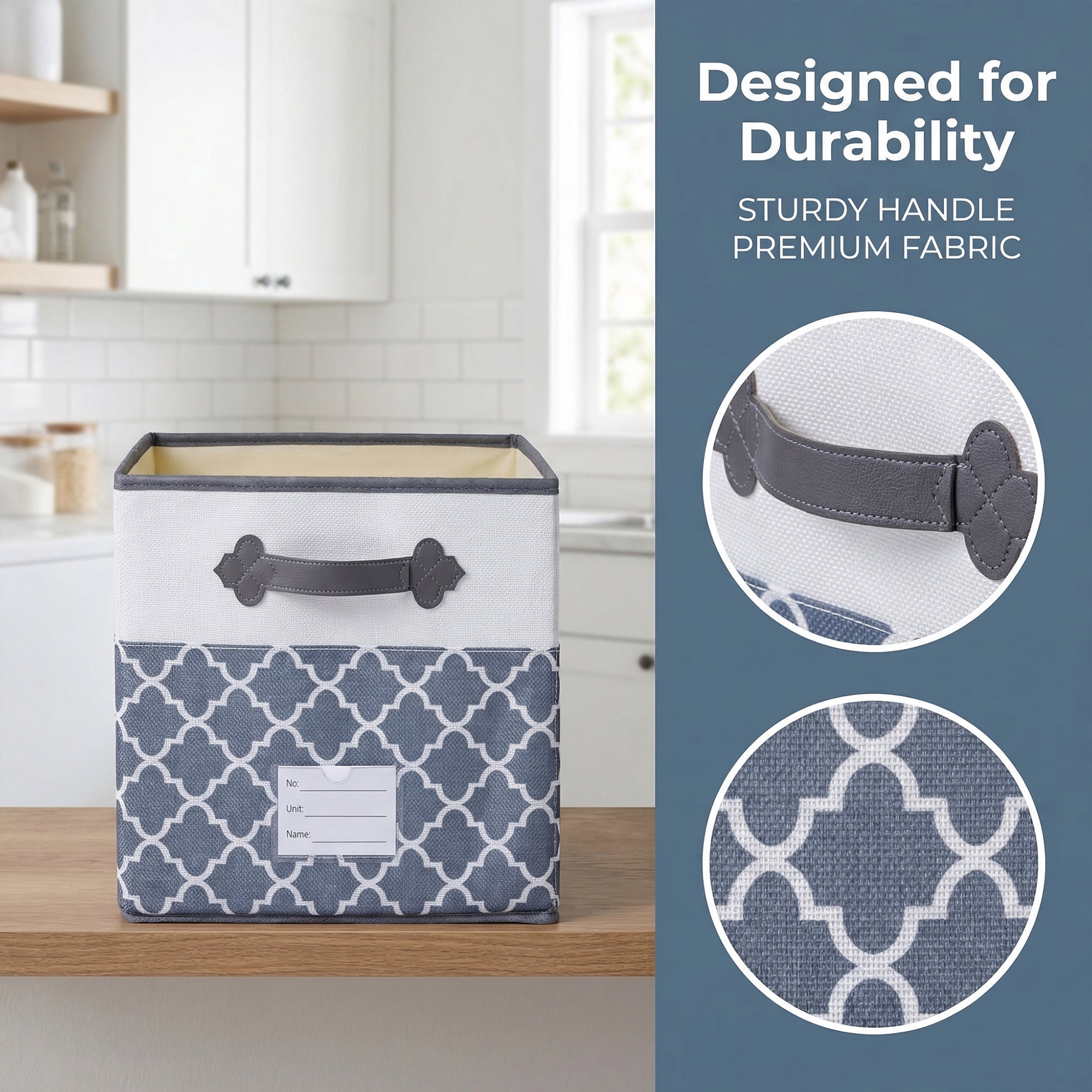 Unique Bargains Storage Basket with Handle for Organizing Objects Grey 11.8"x11.8"x11.8"