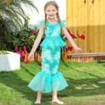 thumbnail image 6 of KONDYS Girls Swimsuits Two Piece Bikini Set Fish Tail Tie Dye Gradient Sequins Top Bottom With Cover Up Skirt Swimwear Tankini Size 8Y-9Y, 6 of 8