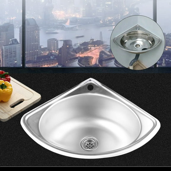 Stainless Steel Triangle Corner Basin Thick Small Sink Wall Mounted Single Bowl