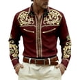 thumbnail image 4 of IWRICH Men's Western Cowboy Shirts Long Sleeve Printed Shirt Slim Fit Casual Button down Shirts 02-Wine L, 4 of 4