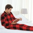 thumbnail image 6 of Daiia Buffalo Plaid Red Black for Men's Long-Sleeved Pajama Set – Soft & Comfortable Sleepwear Button-Up Pajamas Cozy Lounge Wear-X-Large, 6 of 7