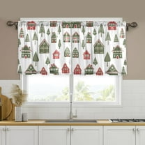 Yayeee Kitchen Curtains Set of 2 Light Filtering 57"x24" Over Sink Window Panels, Green Christmas House