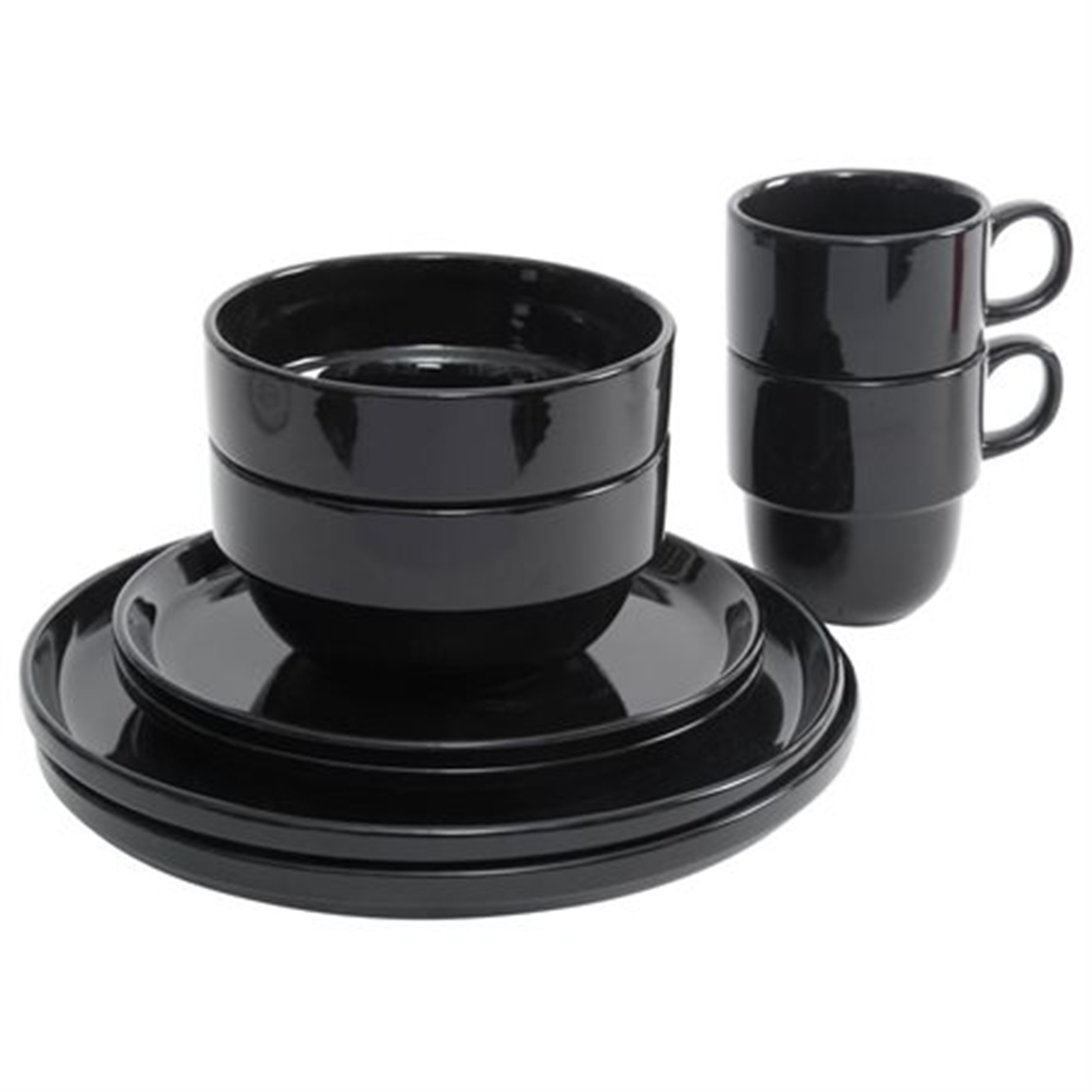 Stackware 8 Pieces Ceramic Dinnerware Set, Black