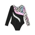 thumbnail image 4 of Doomiva Kids Girls Print Long Sleeve Gymnastics Dance Leotard Yoga Ballet Bodysuit Biketard Unitard Leopard Colorful 8, 4 of 6
