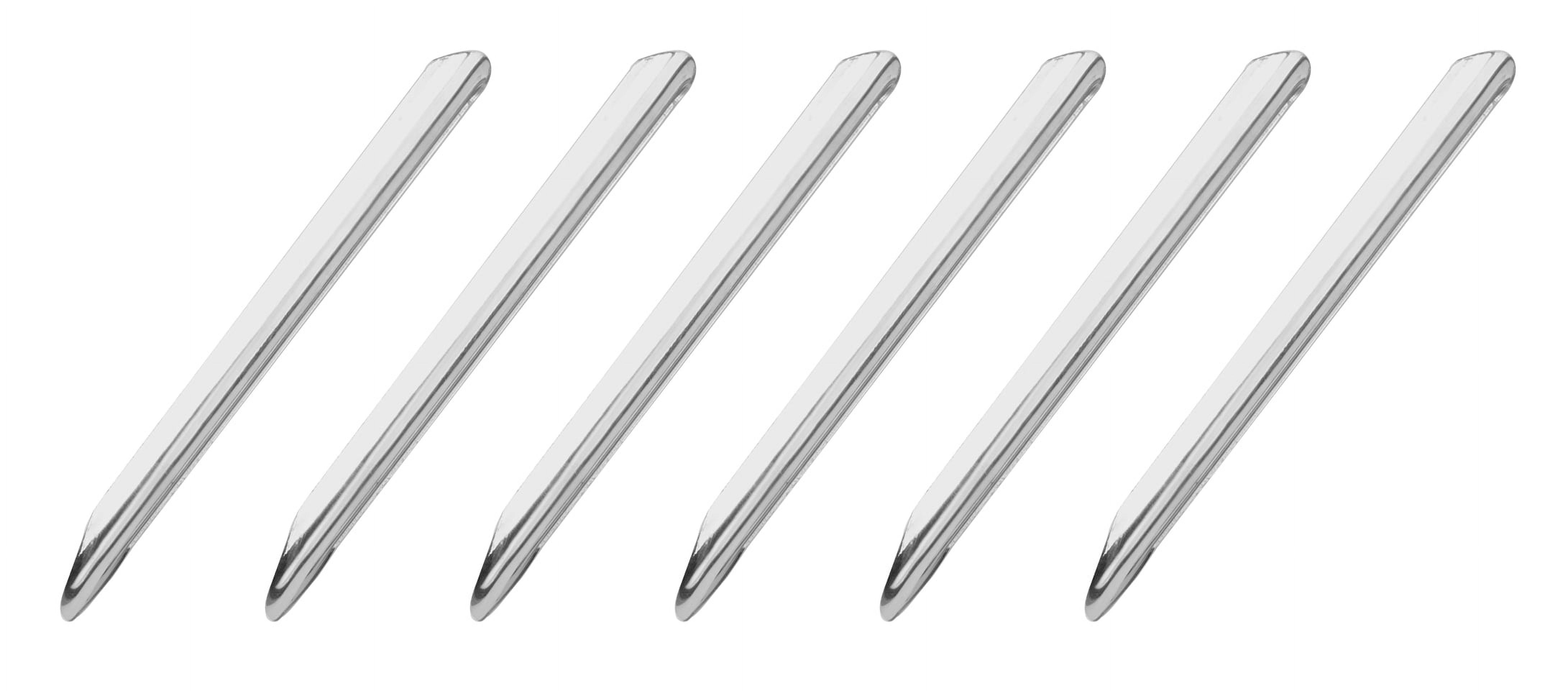 6PK Spatula Scoops, 6.3" - Stainless Steel, Polished - Semi-Circular Cross Section - Rounded End & Pointed End - Eisco Labs