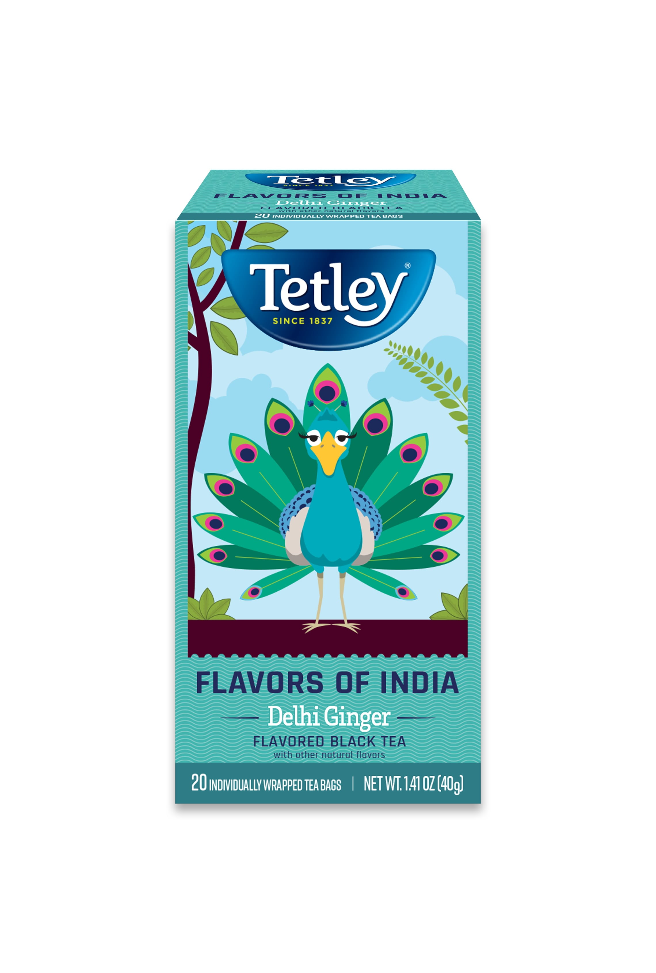 Tetley Flavors of India, Delhi Ginger, Black Tea, Tea Bags, 20 Ct