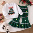 thumbnail image 5 of Caixia Toddler Kids Girls Christmas Outfit Long Sleeve Sweet Festive Christmas Print Sweatshirt T Shirt And Pants 2 Piece Set, 5 of 8