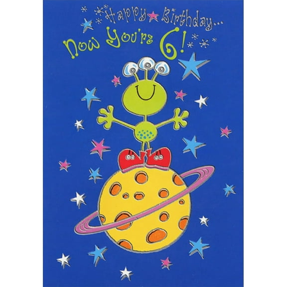 Designer Greetings Alien with Red Sneakers Age 6 / 6th Birthday Card for Boy