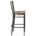 thumbnail image 6 of Emma + Oliver Clear Coated Metal "X" Back Barstool, Natural Wood Seat, 6 of 8