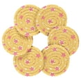 thumbnail image 7 of Yayeee 6 PCS Drink Coasters with Holder Set Woven Absorbent Round Tabletop Hot Pad, Yellow Stars, 7 of 7