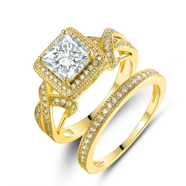 Peermont Jewelry 18K Gold Plated & PrincessCut Cubic Zirconia