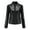 Black, variant on Women Ladies Lapel Motor Jacket Coat Zip Biker Short Punk Cropped Cot Outerwear