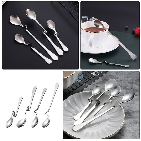 LEORX 4Pcs Multifunctional Stainless Steel Jam Honey Spoon with Hangings Design