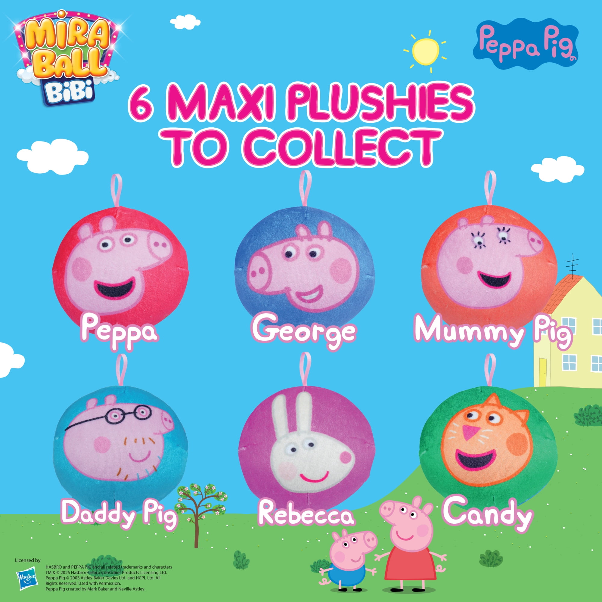 Miraball Bibi Peppa Pig, Surprise Egg Capsules with Memory Foam Expandable Plush Toys – 3.7" (9.5cm) Soft Collectibles with Surprises Each – Fun Gift for Kids, Parties & Holidays (Pack of 3)
