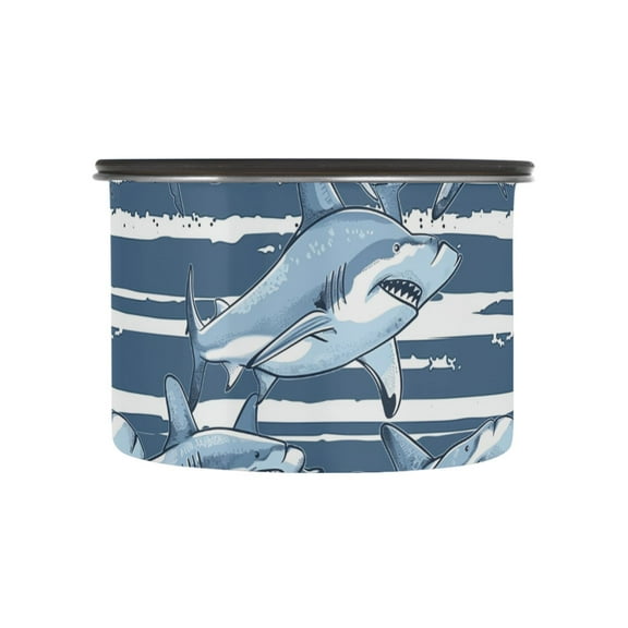 Shark Stripes Airtight Coffee Bean Canister 17oz Food Storage Containers with Lids For Gournd, Tea, Sugar, Flour, Rice, Cereal, Candy Cookie Jar