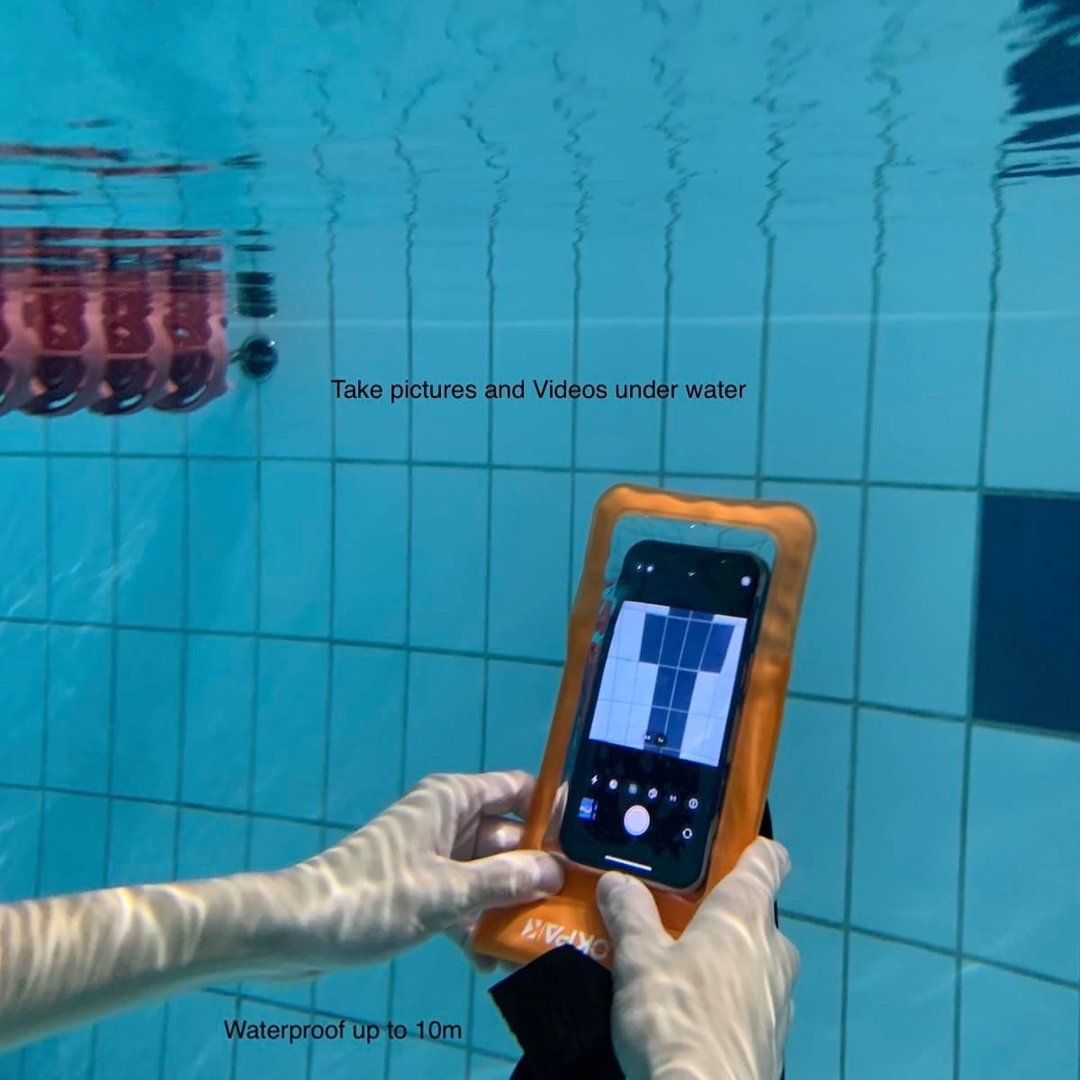 Waterproof Phone Case Armband Surfing Dry Bag Floating Waterproof Pouch Holder for iPhone 15 14 13 12 Pro Max XS Plus Se Galaxy S23 + Ultra W24 Google LG Phone up to 7inch (Orange)