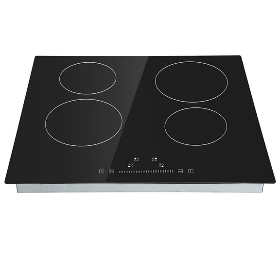 KFFKFF Sleek Electric Stove Top, Size: 23.2x20.5", Includes 4 Burners, 240V, Ceramic Top with Touch Control, Built-in Timer & Child Lock, 9 Heat Levels for Diverse Cooking Requirements