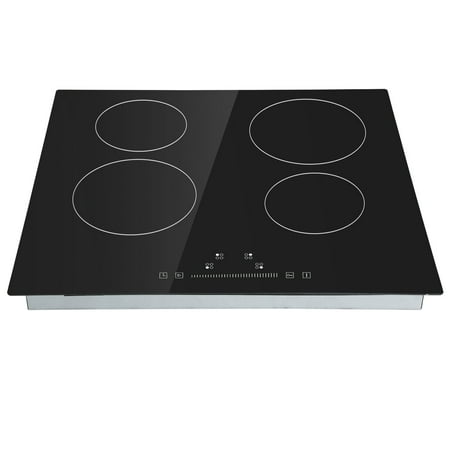 KFFKFF Sleek Electric Stove Top, Size: 23.2x20.5", Includes 4 Burners, 220-240V 60Hz, Ceramic Top with Touch Control, Built-in Timer & Child Lock, 9 Heat Levels for Diverse Cooking Requirements