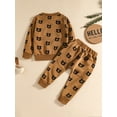 thumbnail image 3 of Seyurigaoka Boy's Pants Set Cartoon Bear Long-sleeved Sweater Drawstring Trousers, 3 of 9