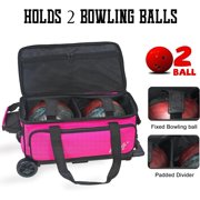 WOLT | Double Roller Bowling Bag for 2 Balls - Retractable Handle 40, Pink