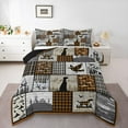 thumbnail image 3 of Homewish Jungle Adventure Queen Comforter Set, Orange Plaid Patchwork Bedding Sets, Rustic Lodge Cabin Reversible Bedding Comforter Set, Super Cozy Room Decor, 3-Piece, 3 of 8