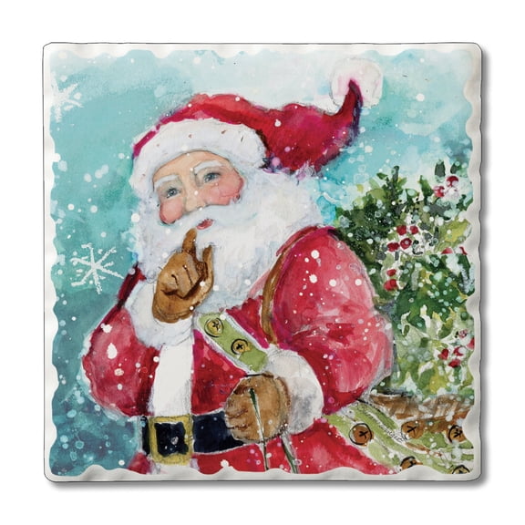 Thirstystone Quiet Santa Single Tumbled Tile Coaster Create Your Own Collection