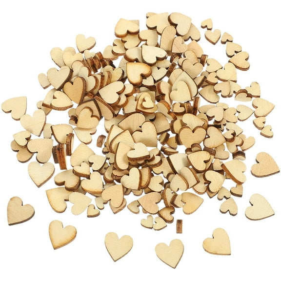 HONMEET Valentine Wood Hearts Mini Wooden Heart Khaki 400Pcs 0.2in Thick