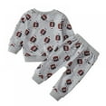 thumbnail image 1 of 2Pcs Infant Toddler Baby Boy Outfit Rugby Print Sweatshirt Pants Set Clothes Fall Winter Outfits, 1 of 7