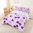 thumbnail image 2 of Erosebridal Cute Cherry Bow Full Size Comforter Sets for Girls, Purple Plaid Bedding Sets, Colorful Stars Reversible, 1 Comforter and 2 Pillowcases, 2 of 6