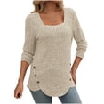 thumbnail image 1 of MeetoTime Fall Long Sleeve Ribbed Tunic Tops for Women Stretch Slim Square Neck Knit Sweater Pullover, 1 of 4