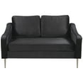 thumbnail image 2 of Modern Design Style Sofa Furniture, Wooden Sofa Frame with Metal Legs and Velvet Upholstered, Exquisite Loveseat Suitable for Living Room, Office or Other Living Areas, Black, 2 of 7
