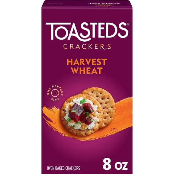 Toasteds Harvest Wheat Crackers, Party Snacks, 8 oz