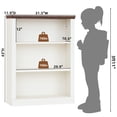 thumbnail image 3 of Buildhom 2pc 43" Tall Farmhouse Bookshelf, 3-Tier Solid Wood Bookcase with Adjustable Shelves for Living Room & Office, White, 3 of 7