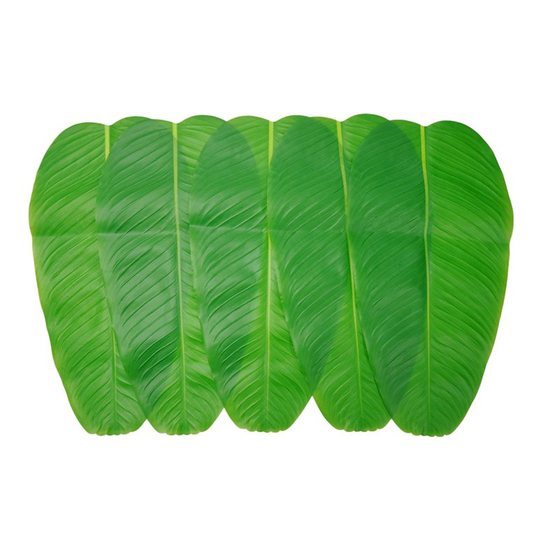 Jexine 8 Pcs Tropical Artificial Banana Leaves Large Faux Tropical Leaves  Hawaiian Luau Banana Leaf Platesbanana Leaves for Cooking Party Table