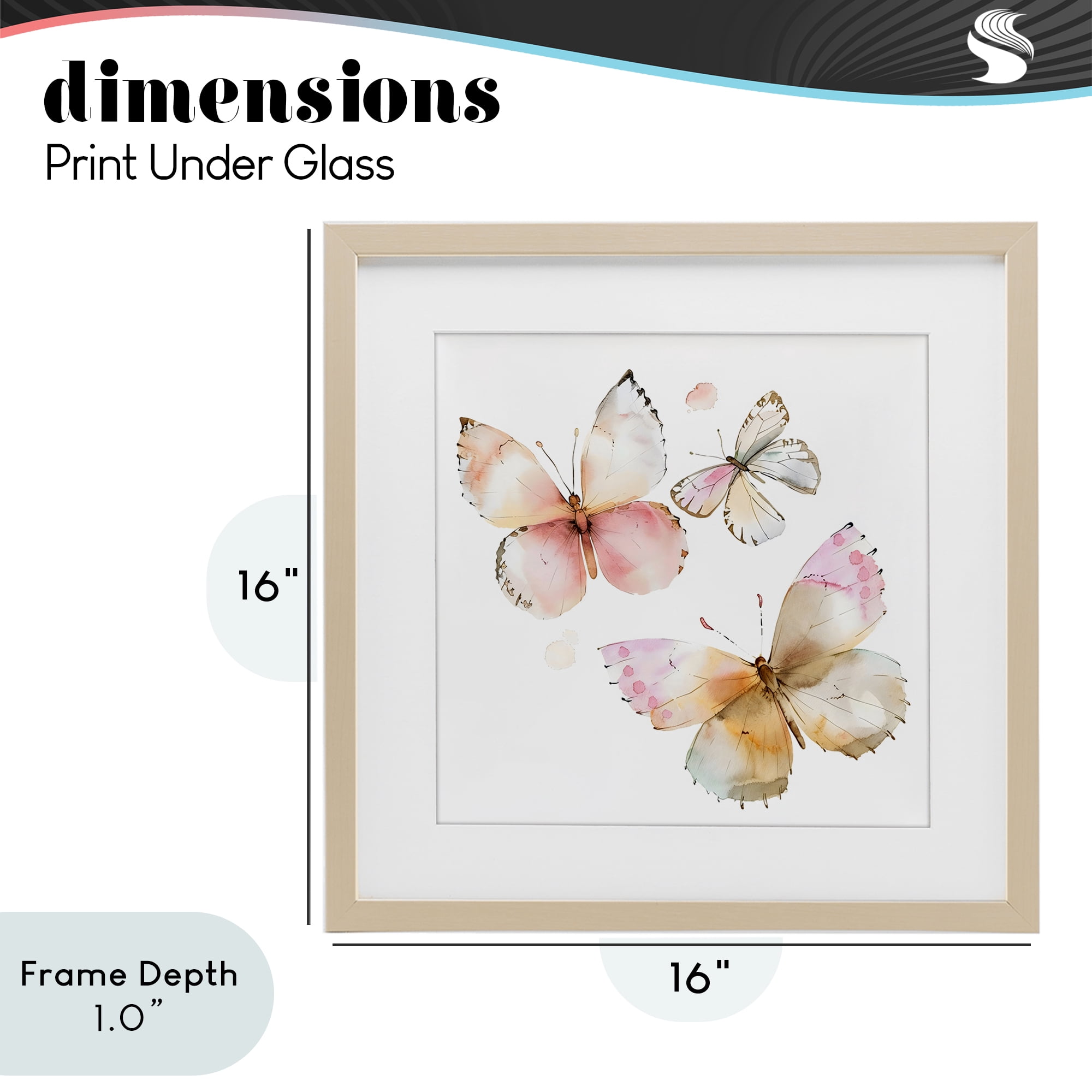 Stupell Industries Pink Watercolor Butterfly Trio Birch Framed Print Under Glass, design by Creative Studio