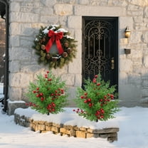 XYAIYT Christmas Simulation Pine Tree Christmas Decorations Realistic Artificial Topiary with Planter Maintenance Free Pe Easy Assembly for Home Porch Patio Seasonal Holiday Decor 21.7in Green