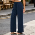 thumbnail image 4 of Women Lace Side Wide Leg Pants, Drawstring Elastic Waist Trousers, Side Pocket Loose Casual Pants, Boho Vacation Daily Pants, 4 of 5