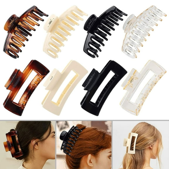 Large Hair Claw Clips for Women and Girls, 8 Pack 4.3" Hair Clips for Thick Hair & Thin Hair, Strong Hold Matte Claw Hair Clips Hair Styling Accessories, 4 Color