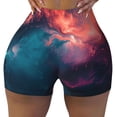 thumbnail image 2 of Rateoe Cosmic Paint Swirl Printed Power Workout Shorts for Women Tummy Control Squat Proof Ribbed Thick Seamless Scrunch Active Short-Large, 2 of 8