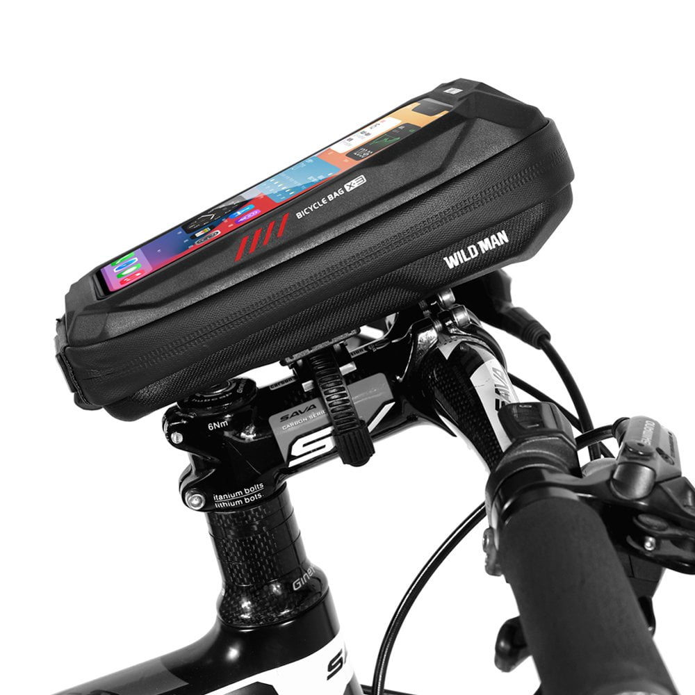 WILD MAN Bicycle Bag Carbon Fiber Texture Bike Top Tube Bag