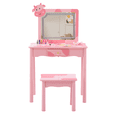 thumbnail image 4 of Hassch Small Vanity Desk with LED Lights and Mirror, 23.6 Inch Makeup Table with Stool, Dressing Table with Storage Drawer, Pink, 4 of 7